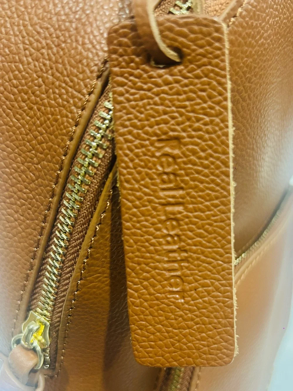 NWT Anne Field Cognac Pebble Leather Backpack Bag w/Zippered Closures